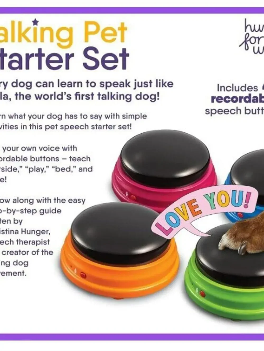 Hunger for Words Talking Buttons Starter Set - Recordable Buttons to Teach Your